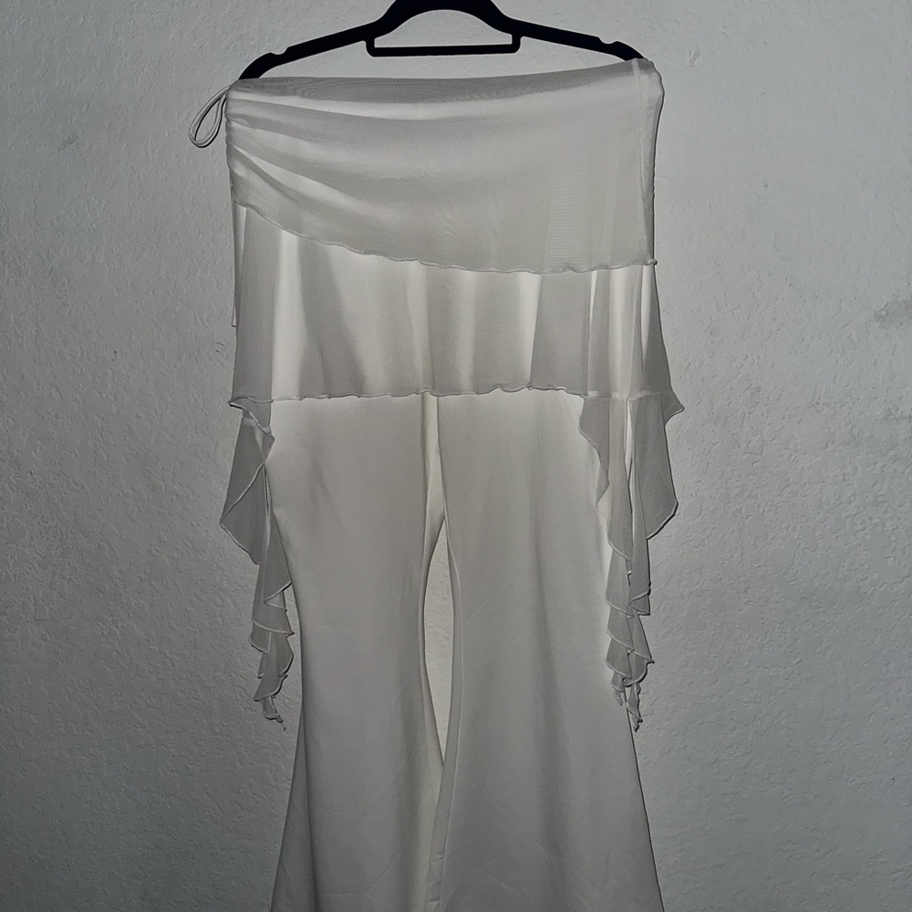White Flared and Layered Leggins